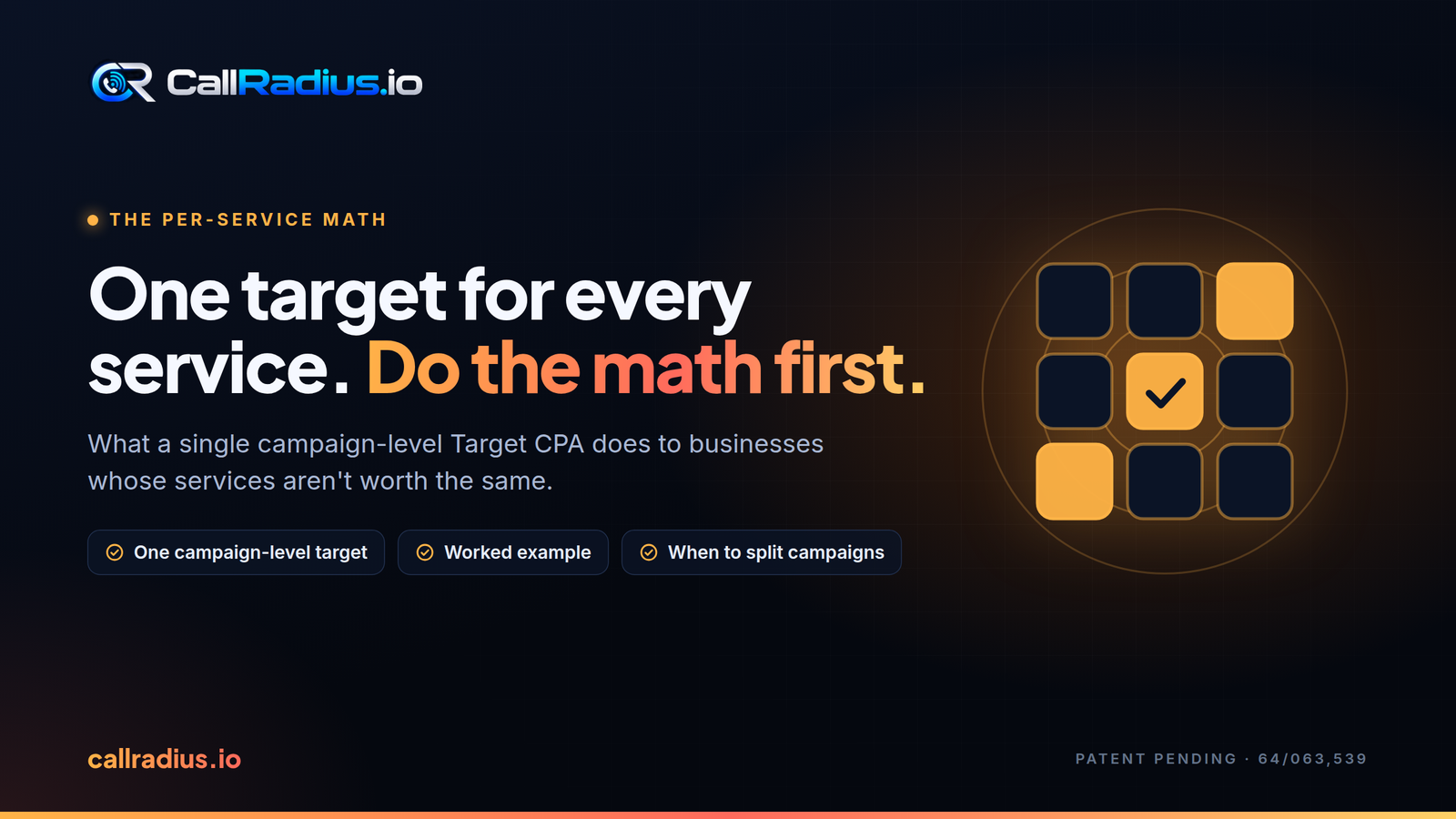 One targetfor every service.Do the math first.