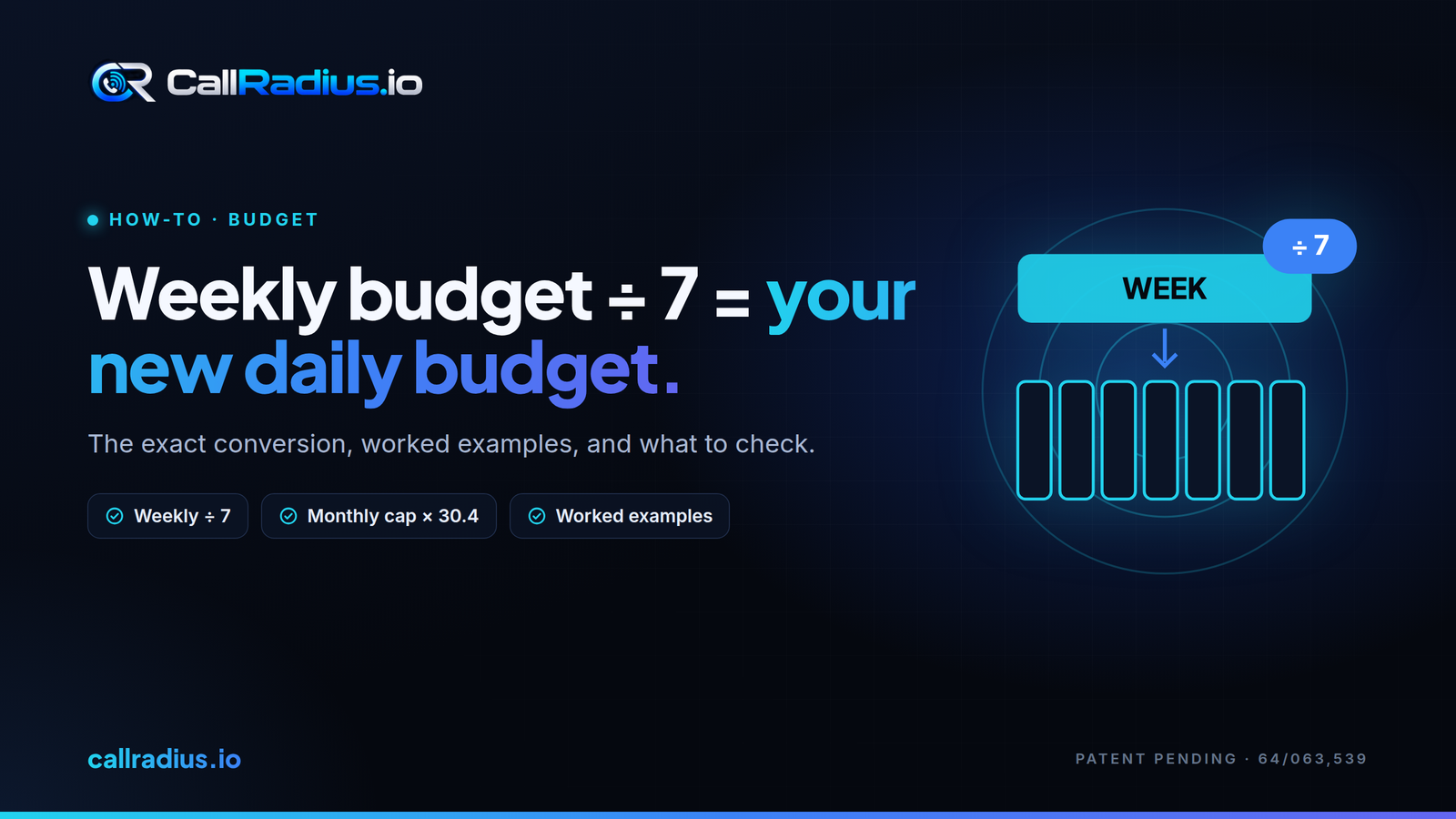 Weekly budget ÷ 7 = your new daily budget.